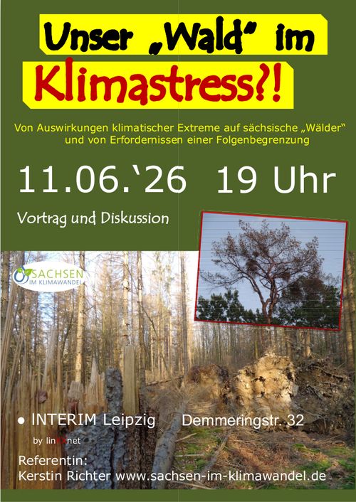 Unser Wald im Klimastress: Von Auswirkungen klimatischer Extreme auf sächsische Forste  und von den Erfordernissen einer Folgenbegrenzung