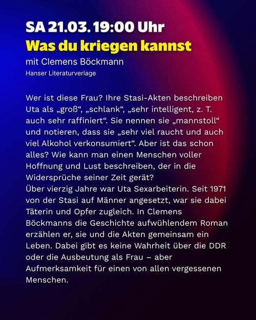 Was du kriegen kannst - Clemens Böckmann (Hanser Literaturverlage)